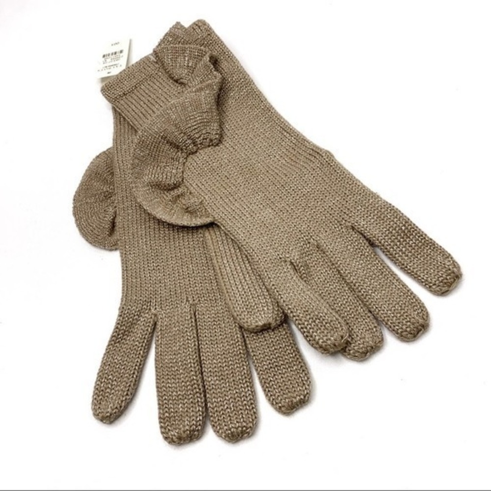 Talbots Metallic Knit Gloves Tan NWT OS